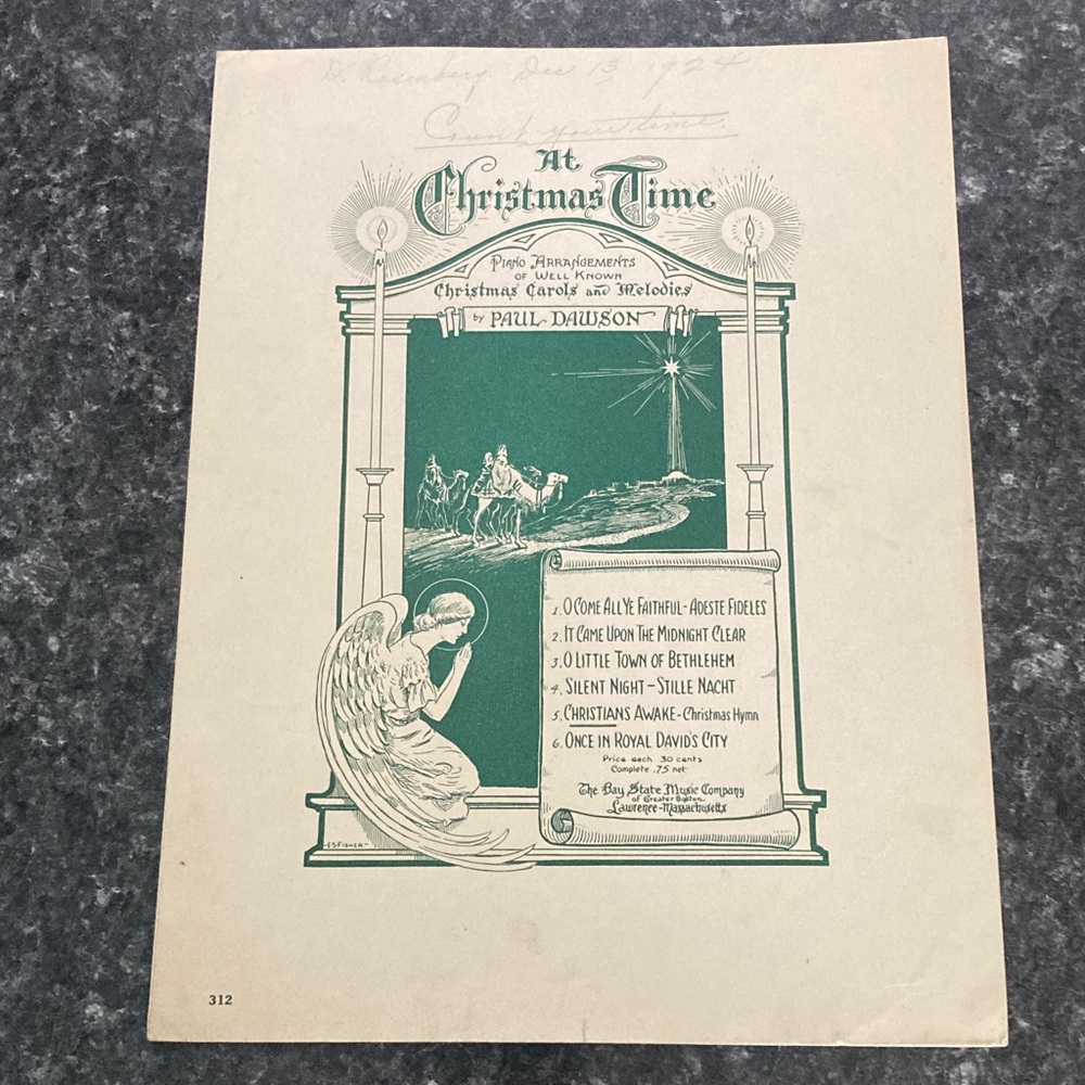 Antique Christmas Sheet Music “At Christmas Time” Christians Awake 1922